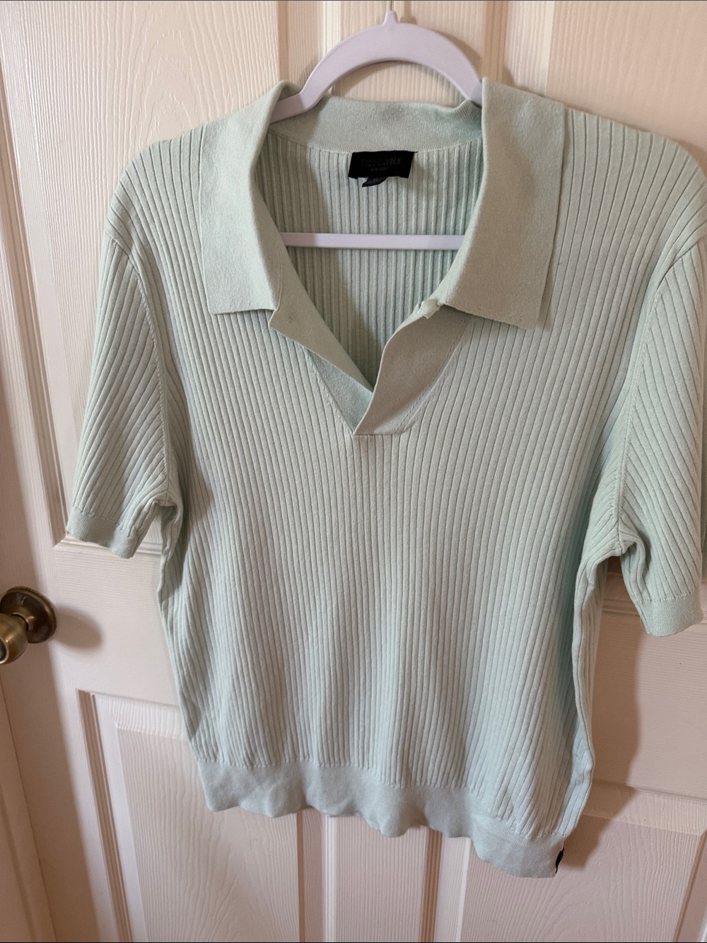 Todd Snyder Light Mint Ribbed Short-Sleeve Polo Sz M. Box55